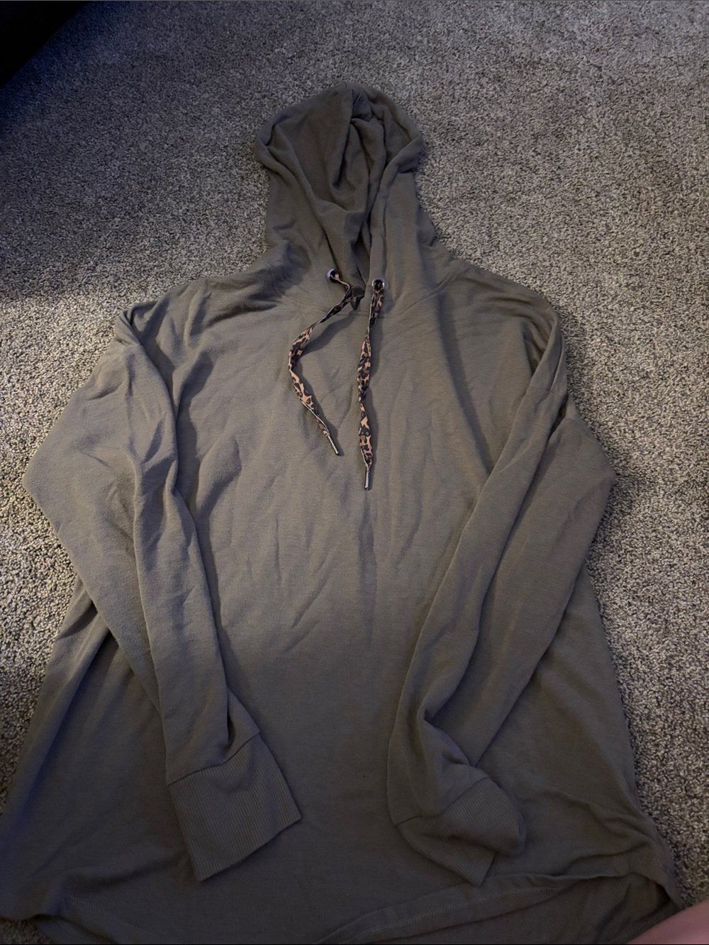 Lightweight Olive Green Hoodie with Drawstring